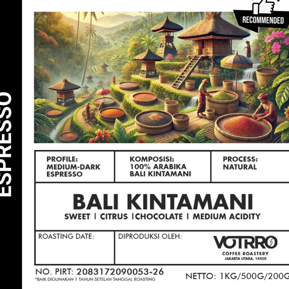 

Votrro Kopi Bubuk Arabika Natural Bali Kintamani Arabica Coffee Bean Single Gin Espresso