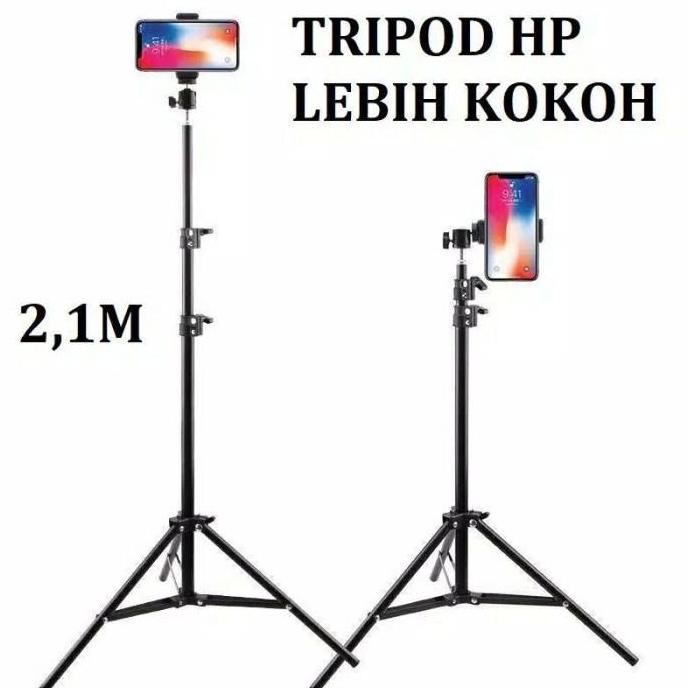 Tripod Hp Stand 2.1 Meter Stand Holder Phone Holder Free Holder & Ball [terbaik]