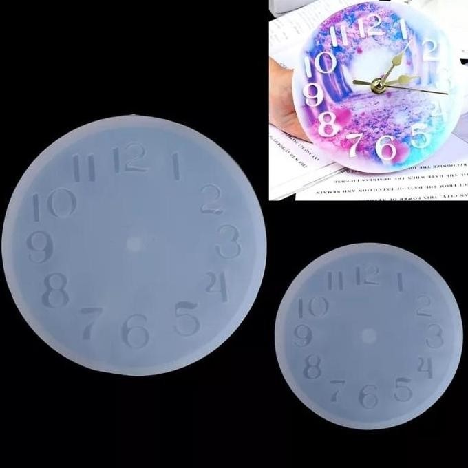 Murah Cetakan Silikon Jam Dinding Clock Epoxy Resin Tray Mold