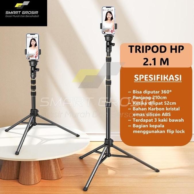 Tripod Handphone 2 Meter Besi Plus Mini ball head Holder/Tripod Hp Ring Light 2 Meter Live Streaming