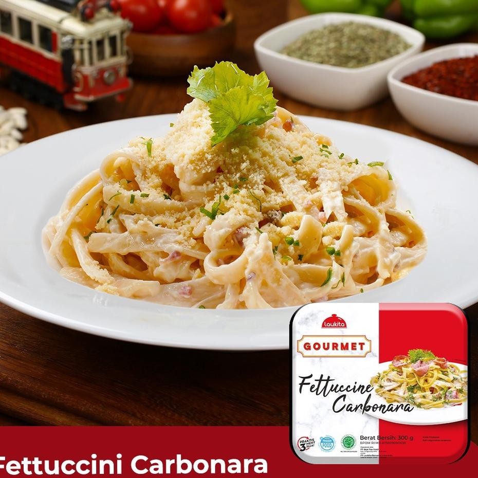 

Laukita Gourmet Fettuccine Carbonara Sauce Frozen Food Pasta 300G