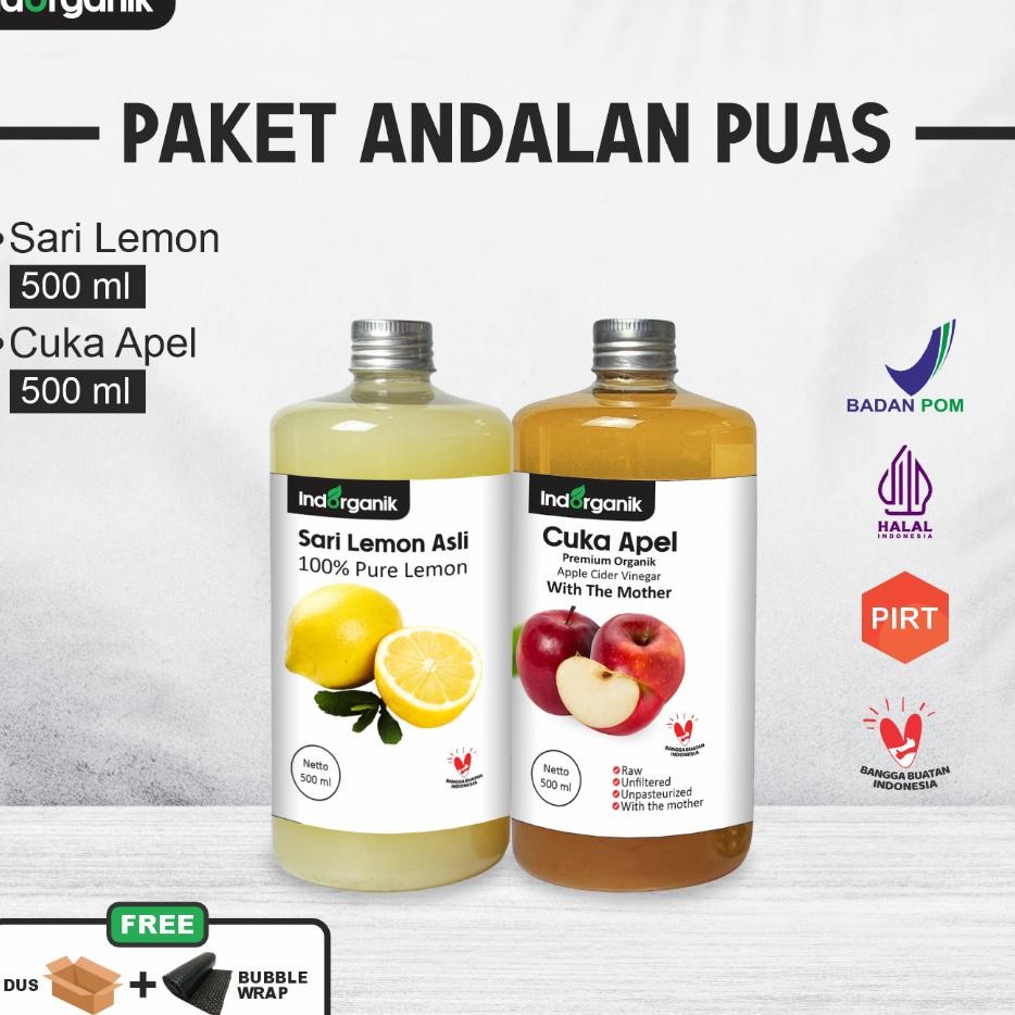 

Indorganik Paket Detox Alami Sari Lemon Murni Ml Dan Cuka Apel Ml