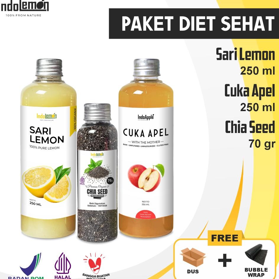 

Paket Sehat 3In1 Cuka Apel 250Ml Sari Lemon 250Ml Chiaseed 70Gr Detox Sehat Jsr