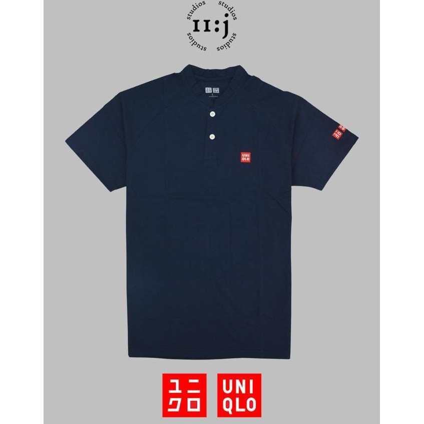 Sale Kaos Polo Shirt Uniqlo Logo Kerah Shanghai New Original - Navy