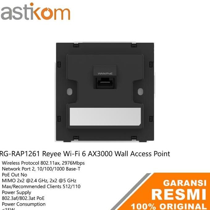 Ruijie Reyee Rg Rap 1261 Ultra-Thin Wi-Fi 6 Ax3000 Wall Access Point New Stok