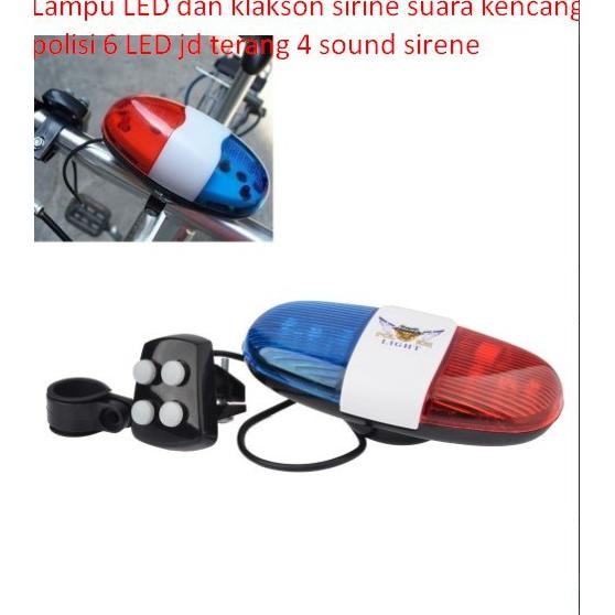 Lampu LED dan klakson sirine suara kencang polisi 6 LED jd terang 4 sound sirene