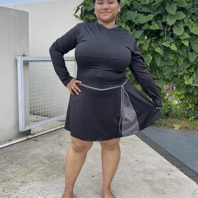 BIG SALE [JUMBO 10L] BAJU RENANG JUMBO 10L 8L 7L BAJU RENANG ROK WANITA JUMBO LENGAN PANJANG BAJU RE