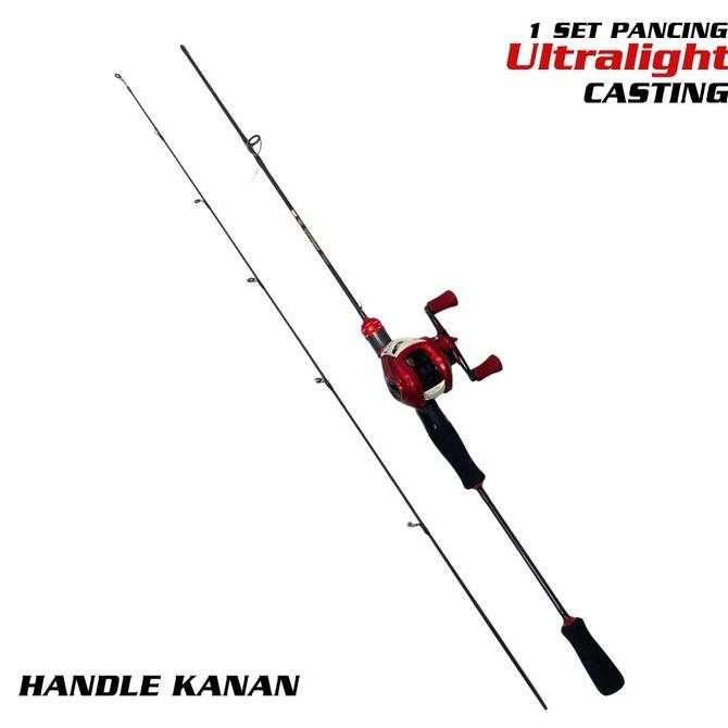 1 Set Paket Joran Pancing Casting Action UL Solid Tip Carbon Alat Fishing Joran UltraLight Paket Ree