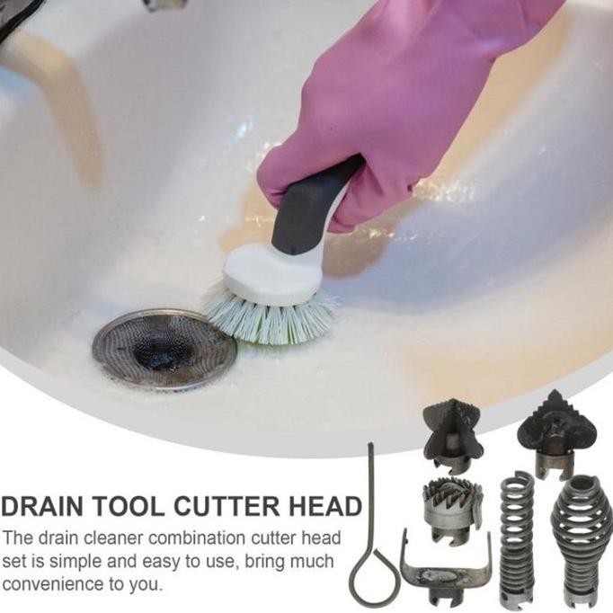 7Pcs/Set  Adaptor Kepala Drain Cleaner Machine Cleaner Rooter Machine 16Mm Cleaner Cutter Head For D