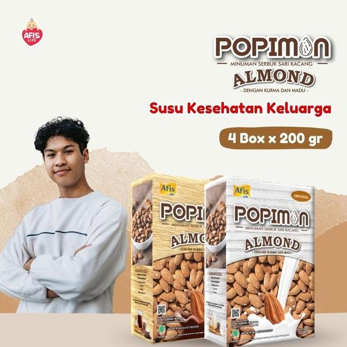 

afis popimon sari bubuk almond 4 box - susu minuman kesehatan keluarga termurah