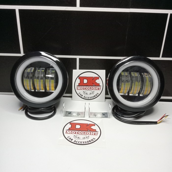 TERBARU Lampu Sorot Foglamp Daymaker 3 Lensa Bulat 3,5 Inchi Motor Mobil
