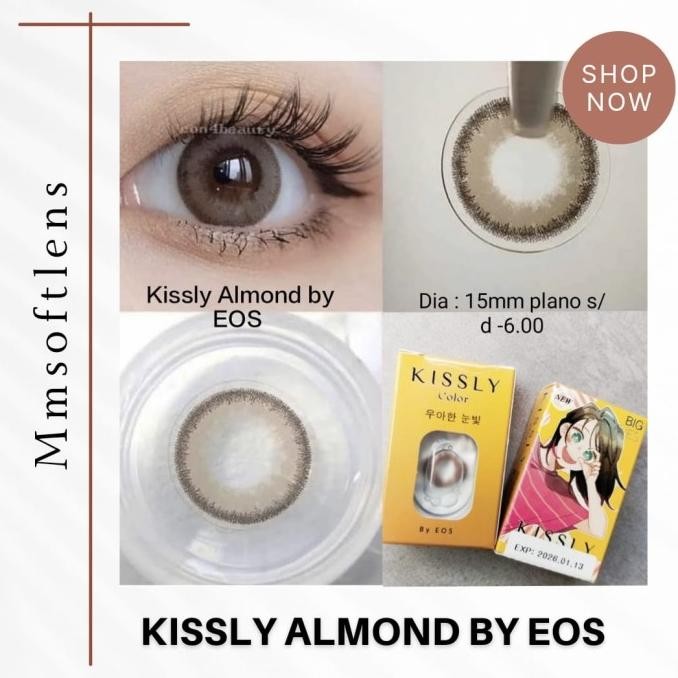 

softlens eos natural kissly almond dia 15mm - minus termurah