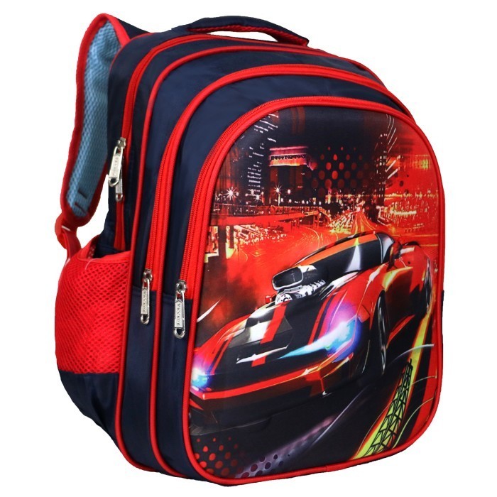 Tas Sekolah Ransel Anak Sd Laki-Laki Karakter Cars 3D Emboss + Lampu