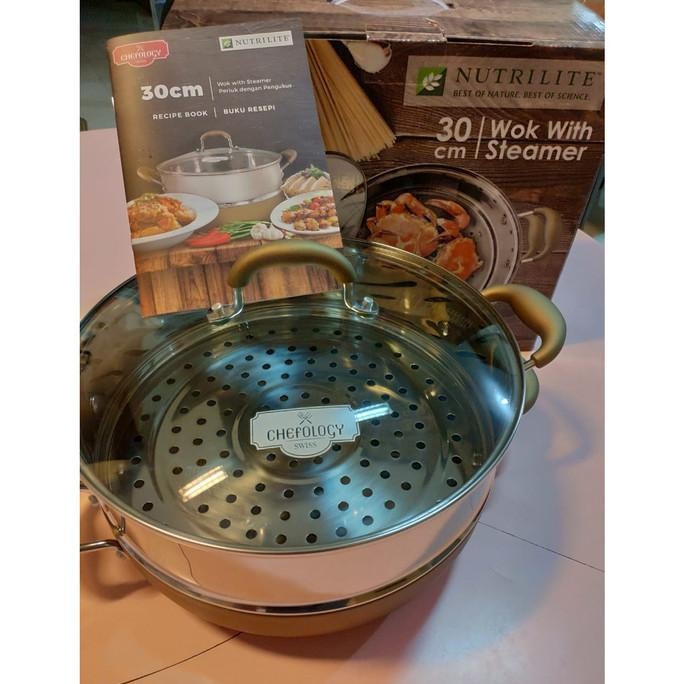 Siap Kirim Wok with Steamer / Panci dengan pengukus / panci kukus / pengukus
