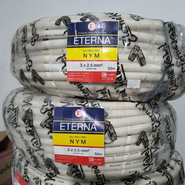 Kabel Listrik 3x2.5 mm Eterna tunggal NYM 3 x 2.5 mm 50 meter