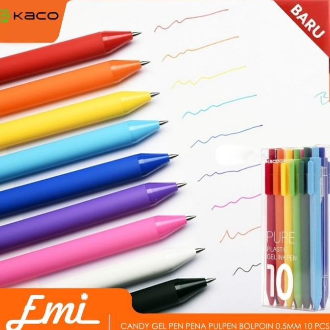 

Produk Baru!! KACO PURE Candy Colorful Ink Gel Pen Pena Pulpen Bolpoin 0.5mm 10 PCS