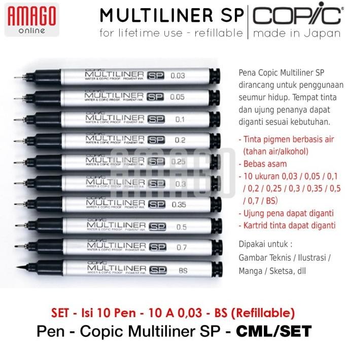 

COPIC MULTILINER SP - SET 10A 0.03-BS - 10 PCS - REFILLABLE - CML/SET