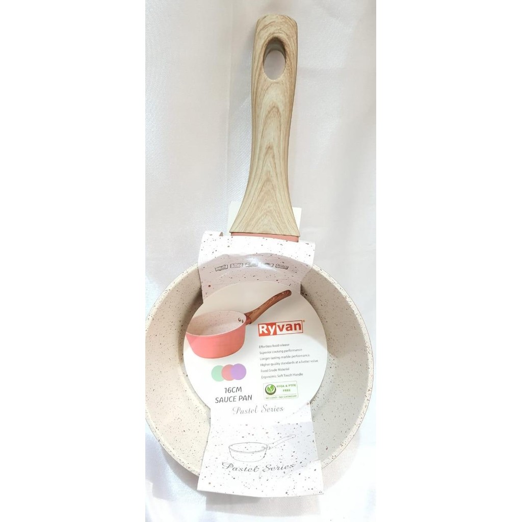 Siap Kirim Panci Susu Marble Gagang Kayu Sauce Pan Viera Ryvan 16 cm TMS 99-909