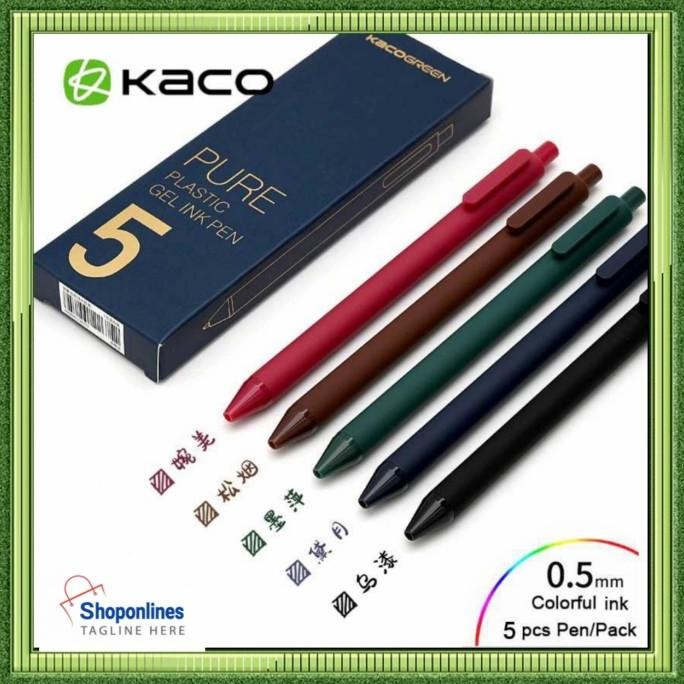 

Produk Baru!! KACO PURE Vintage Gel Pen Pena Pulpen 0.5mm 5 PCS (Colorful Ink) Bran