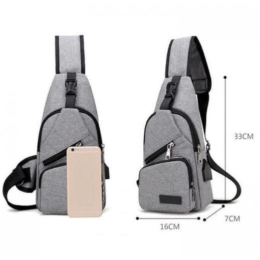 Tas Selempang Pria Ky Eiger / Tas USB Unik / Tas Serbaguna Kado Cowo Terlaris