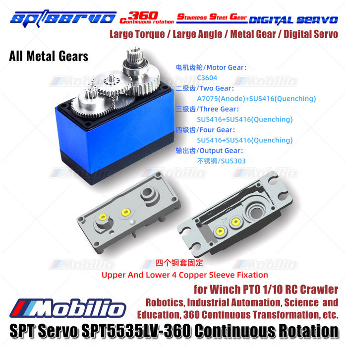 Murah SPT Servo SPT5535LV-360 Continuous Rotation Metal Gear Digital Servo for Winch PTO 1/10 RC