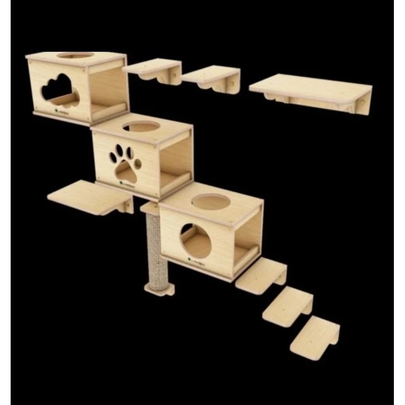 CAT WALL PLAYGROUND/CAT CONDO/BOX KUCING DINDING/AKSESORIS KUCING/TEPAT MAIN KUCING