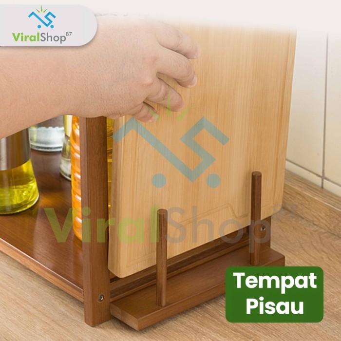 RAK MICROWAVE RAK SUSUN MINIMALIS RAK OVEN KAYU RAK DAPUR MEJA BUMBU