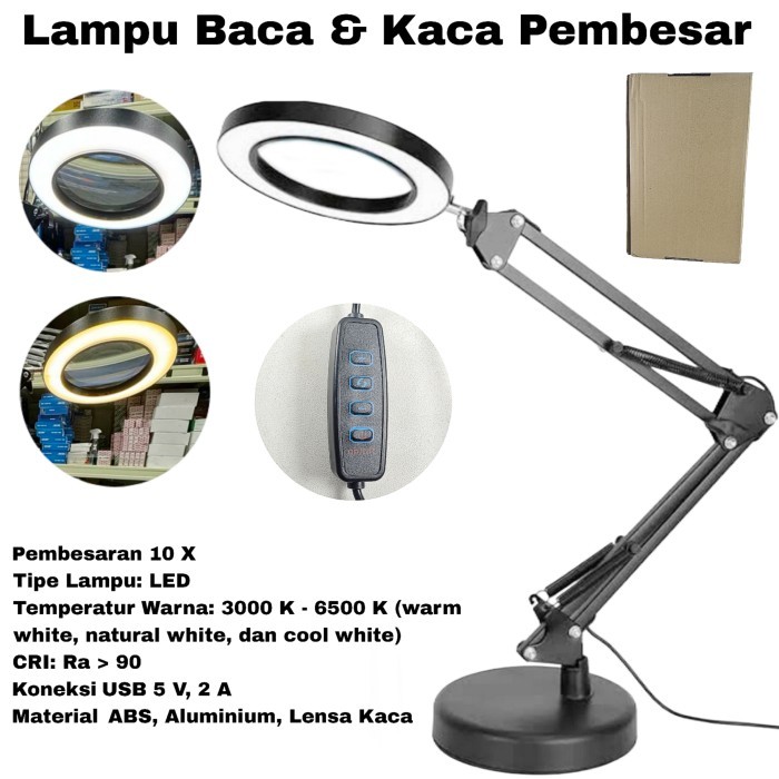 

Lampu Baca LED Kaca Pembesar 10x Pembesaran