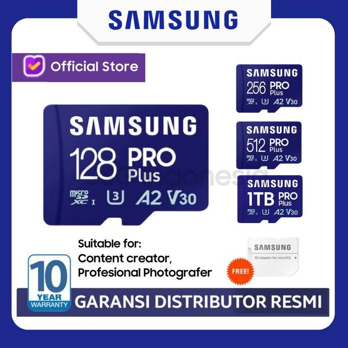 Samsung Microsd Pro Plus 128Gb / 256Gb / 512Gb Microsdsdxc Memory Card