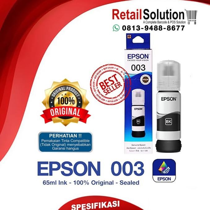 Original Tinta Epson 003 Black - Tinta Printer Hitam L1110 L3110 L3150 L5190
