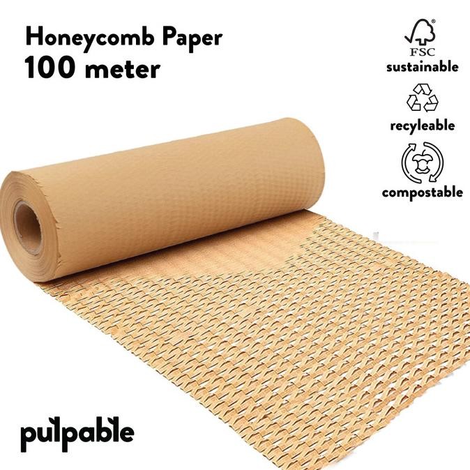 Pulpable Honeycomb Paper Wrap 100M -Eco Friendly Packaging Bubble Wrap