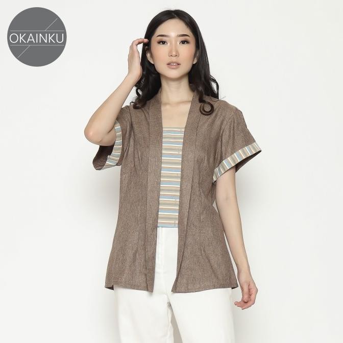 Okainku Hana Kebaya blouse cotton blend lurik warna alam