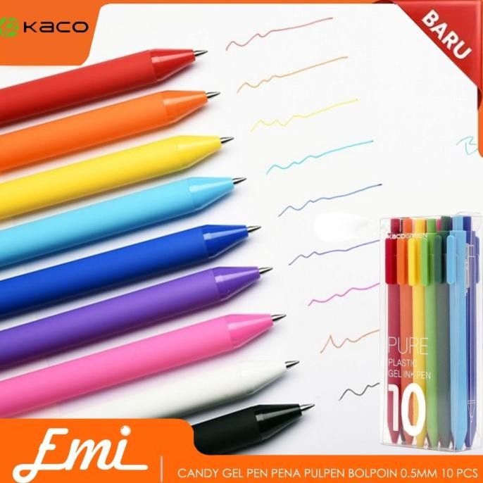 

Produk Baru!! KACO PURE Candy Colorful Ink Gel Pen Pena Pulpen Bolpoin 0.5mm 10 PCS