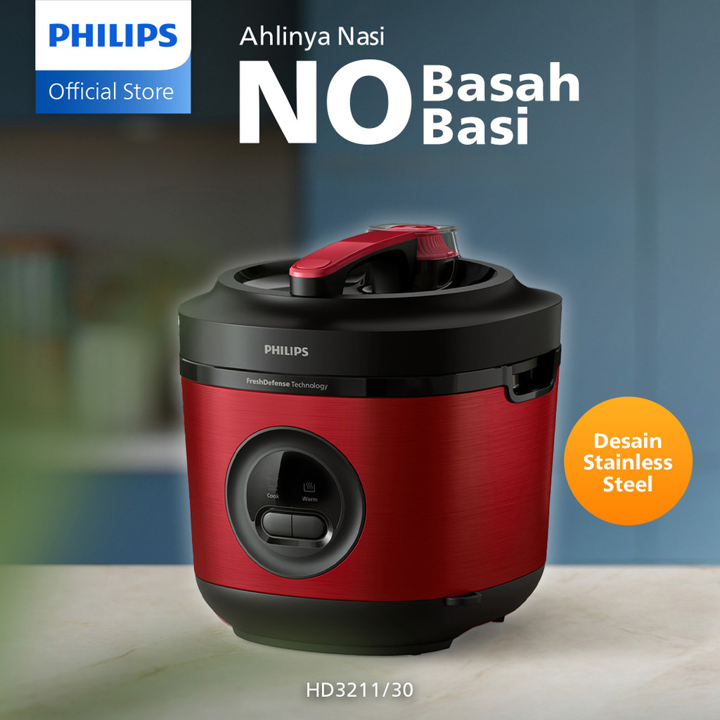 Philips Rice Cooker Magicom 1.8 L - 3000 Premium Series HD3211/30 - Merah - Bakuhanseki Inner Pot - 