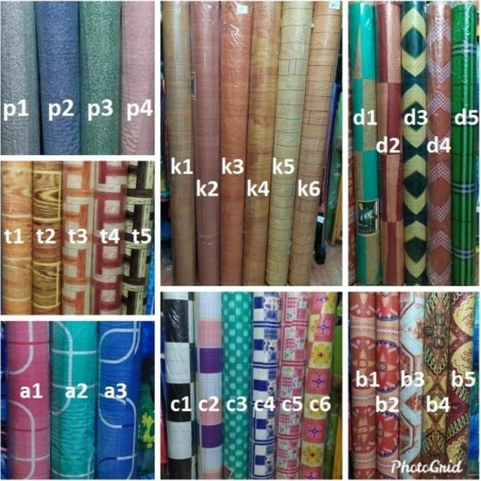 Karpet Lantai Plastik Vinyl Per Rol Motif Kayu Alas Taplak Meja Perlak