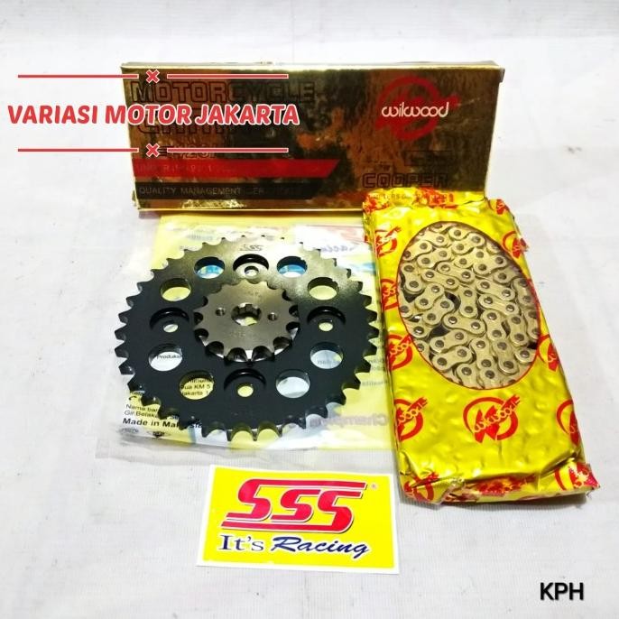 Gear Set Sss Hitam 428 Kharisma Supra X 125 Rantai Willwood Original