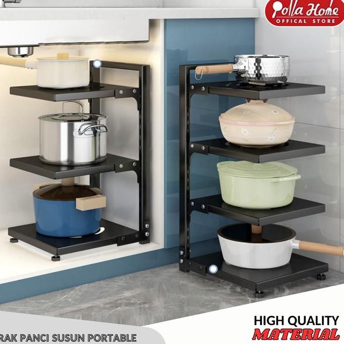 Rak Dapur Rak Panci Stainless Steel Rak Panci Bawah Wastafel Serbaguna