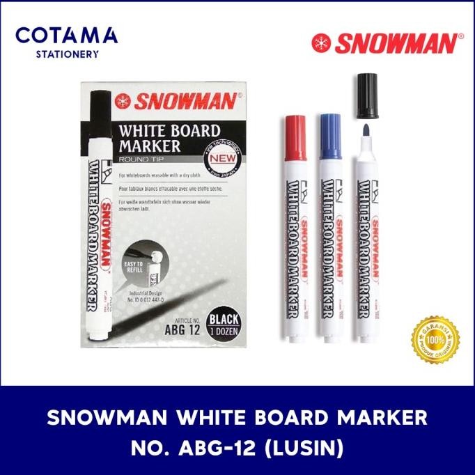 

Spidol Snowman Whiteboard Marker Papan Tulis BG 12 / ABG 12 - 1 lusin isi 12 pcs Termurah