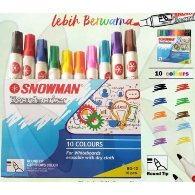 

Spidol Snowman Whiteboard BG-12 (1 set isi 10 warna) Termurah
