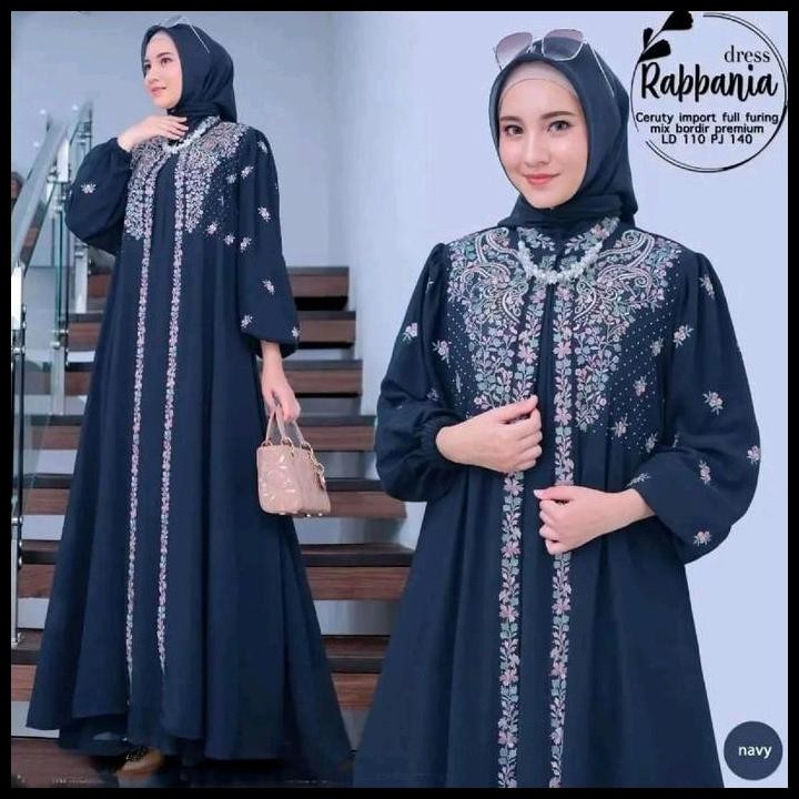 Harga Promo Rabbania Dress Gamis Pesta Kondangan Wanita Muslim Kekinian Mewah Simple Elegant Bahan C