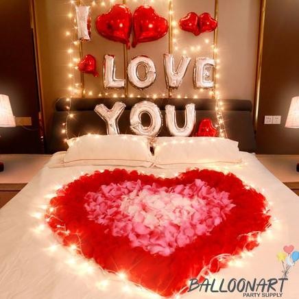 Love U Silver Led Set Decoration/Dekorasi Happy Valentine/Anniversary