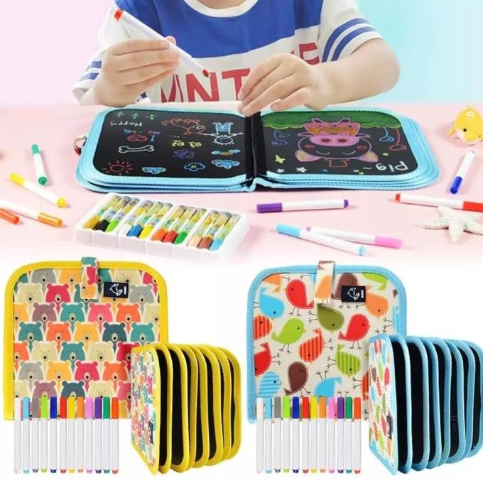 

Mainan Edukasi Buku Menggambar Ajaib GRAFFITI BOOK ~ 12 Spidol & Hal Termurah