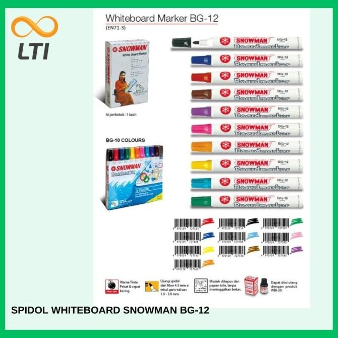 

Spidol Whiteboard Marker Snowman TERMURAH BG-12 / Lusin Termurah