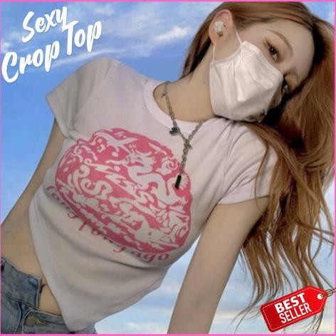 Baju Kaos Bangkok Wanita Sexy Crop Top Cantik Tidak Pasaran Import