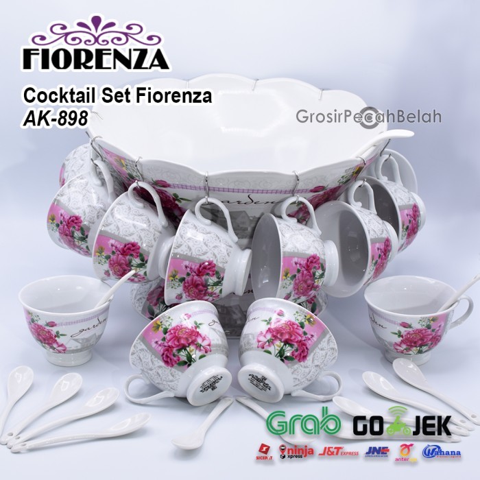 Gelas Mangkok Cocktail Set Wadah Es Buah Keramik Fiorenza AK-898