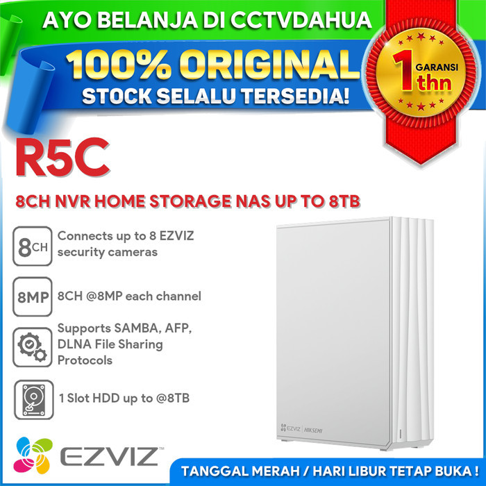 TERBARU EZVIZ R5C 8CH HIKSEMI NVR HOME STORAGE NAS UP TO 8TB GARANSI RESMI PROMO