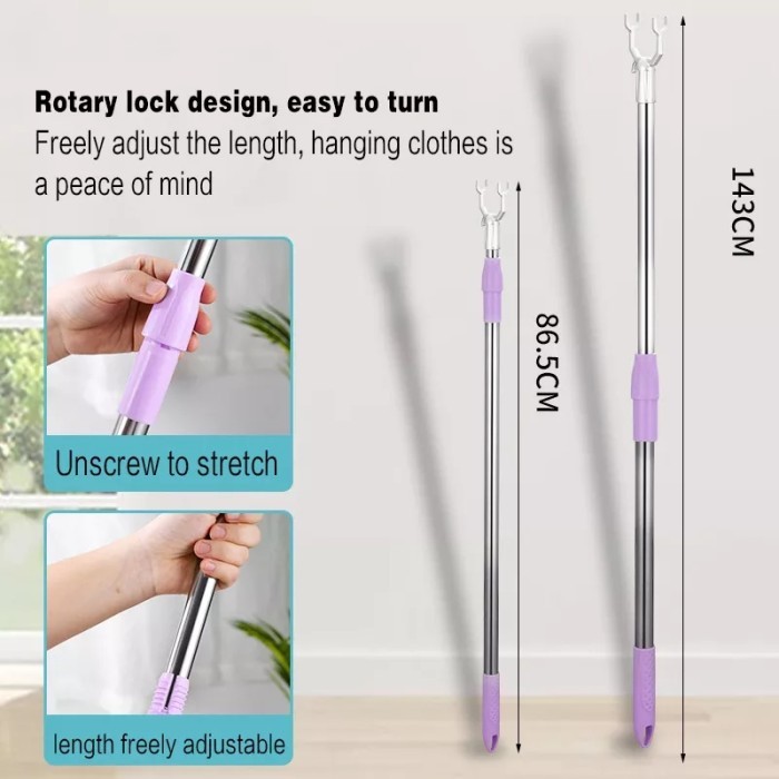 TONGKAT PENGAIT JEMURAN BISA PANJANG PENDEK GALAH STAINLESS KUAT