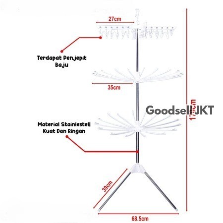 [TERMURAH] RAK JEMURAN BAJU KAOS KAKI BAYI SERBAGUNA BAHAN ABS PLASTIK PREMIUM