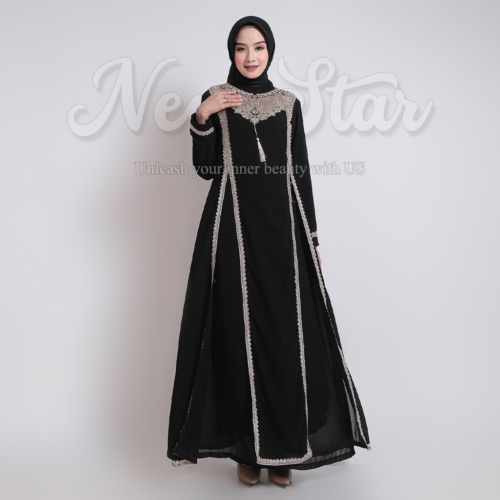 KQE NEWSTAR - GAMIS PUTIH LEBARAN 2025 TERBARU BAJU LEBARAN ABAYA TURKEY GAMIS HITAM BROKAT LEBARAN