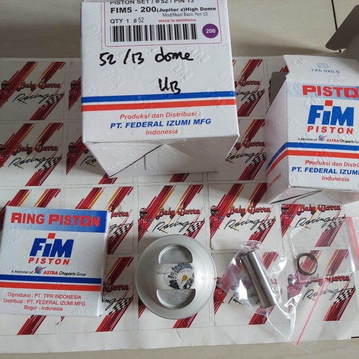 Piston Kit Fim 5 - 200 Diameter 52 Pen 13 Mm Jenong Jupiter Vega R Z Barang Langka